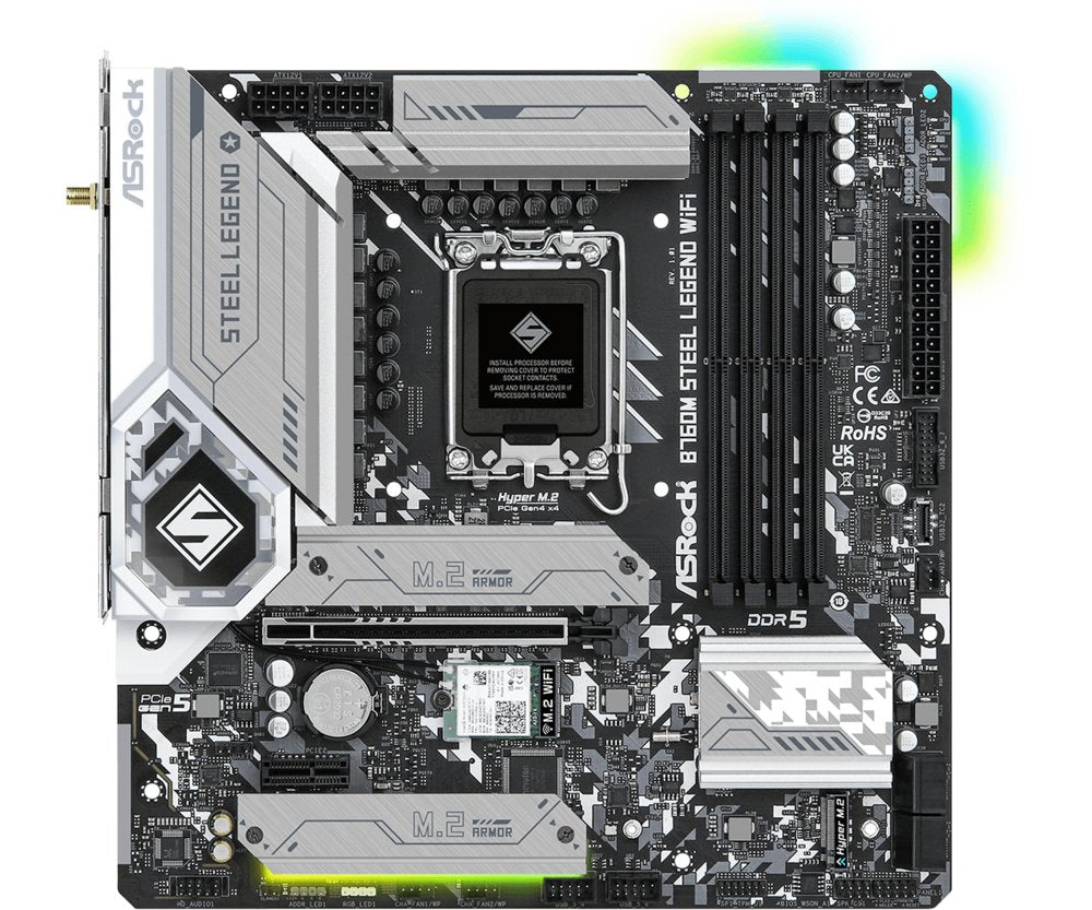Asrock B760M Steel Legend WiFi | Socket LGA 1700 | Intel B760 | 4xDDR5 | Micro-ATX | Moederbord - Matmuis - Matmuis